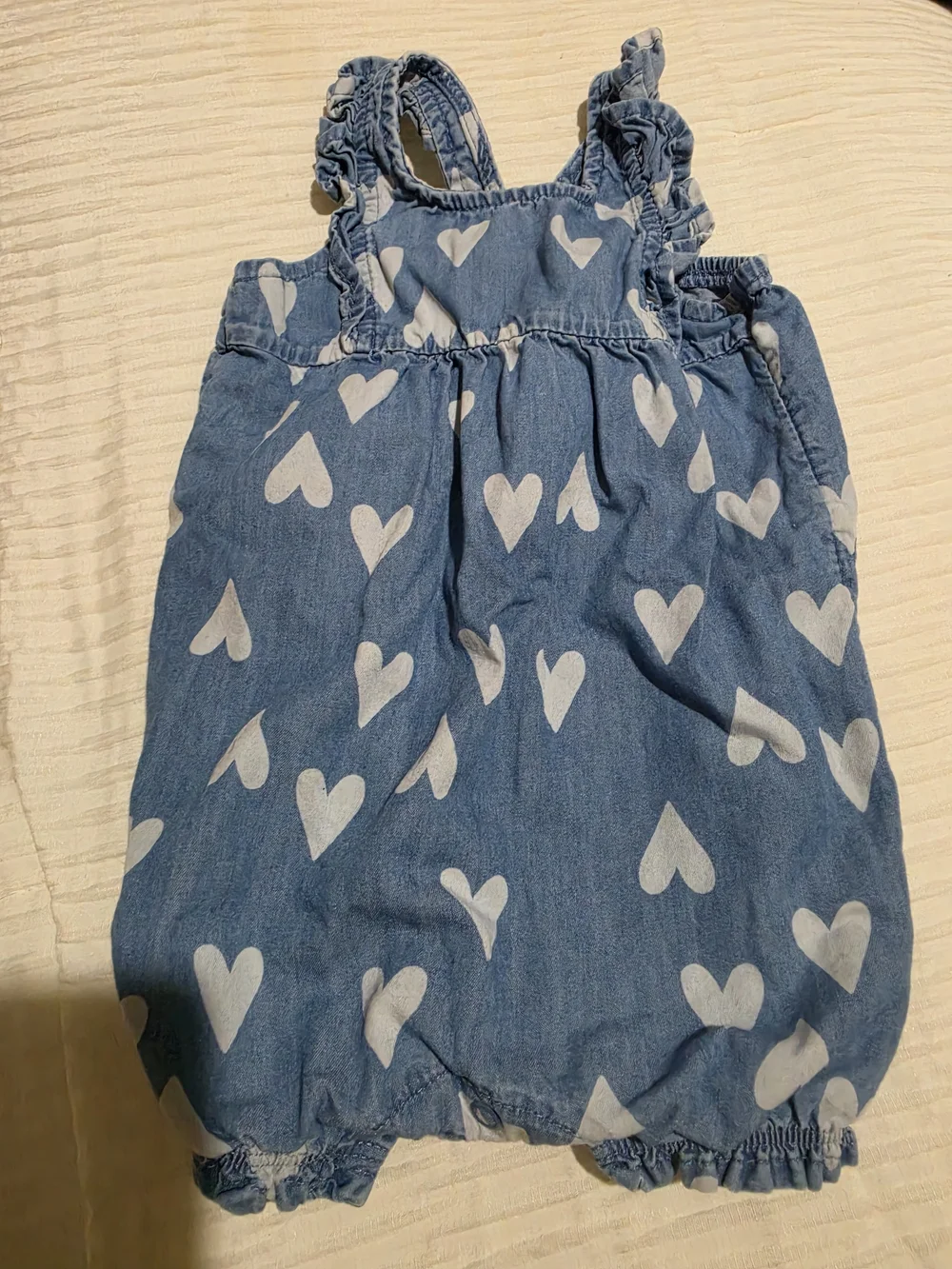 Carter's Blue Denim Heart Print Romper Size 6m
